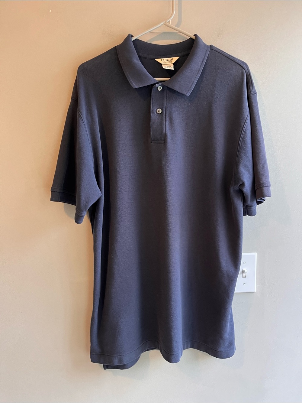 L.L. Bean Men's Polo Shirt - Navy Blue Large Tall Wrinkle Free